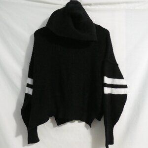 RETROD, medium, hooded striped black and white knit sweater